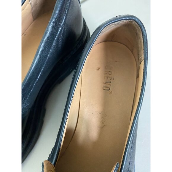 Crevo Francine Black Leather Chunky Loafers Womens 7 Lug Sole Academia Platform - Picture 12 of 16